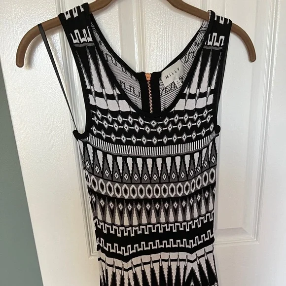 Milly | Dresses | Geometric Black And White Milly Knit Dress | Poshmark